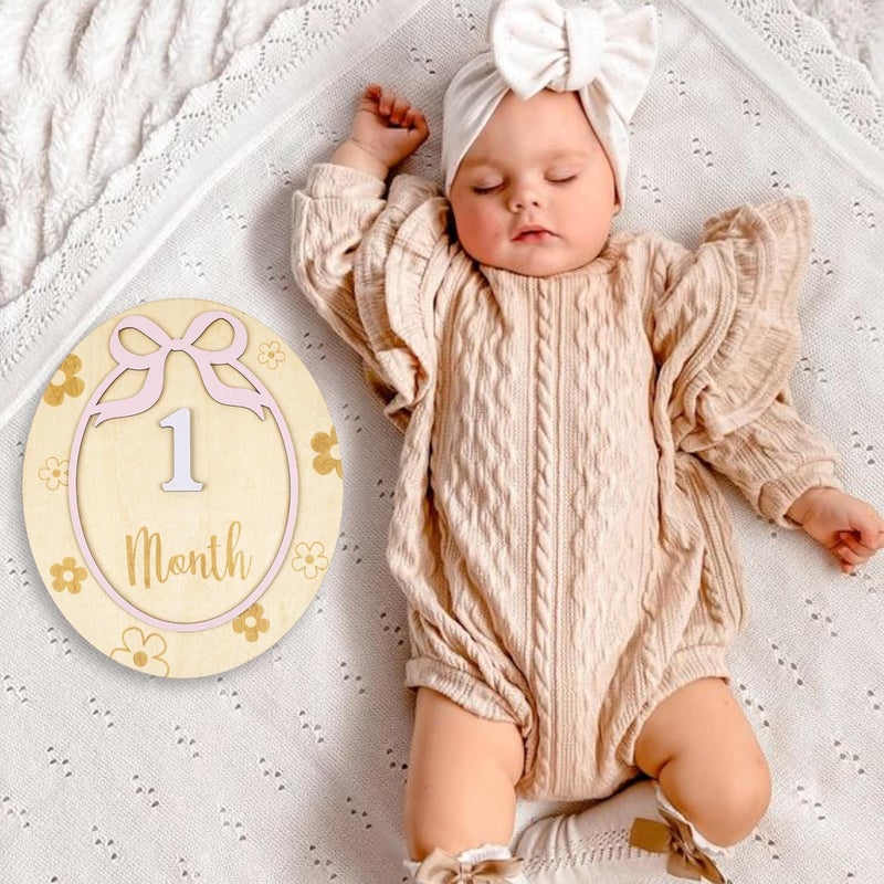HONOCOOLS Store Baby Monthly Milestone Cards - Acrylic Monthly Milestone Discs - Newborn Photography Props to Document Your Baby´s Growth - Baby Announcement Sign (B09) - Image 4